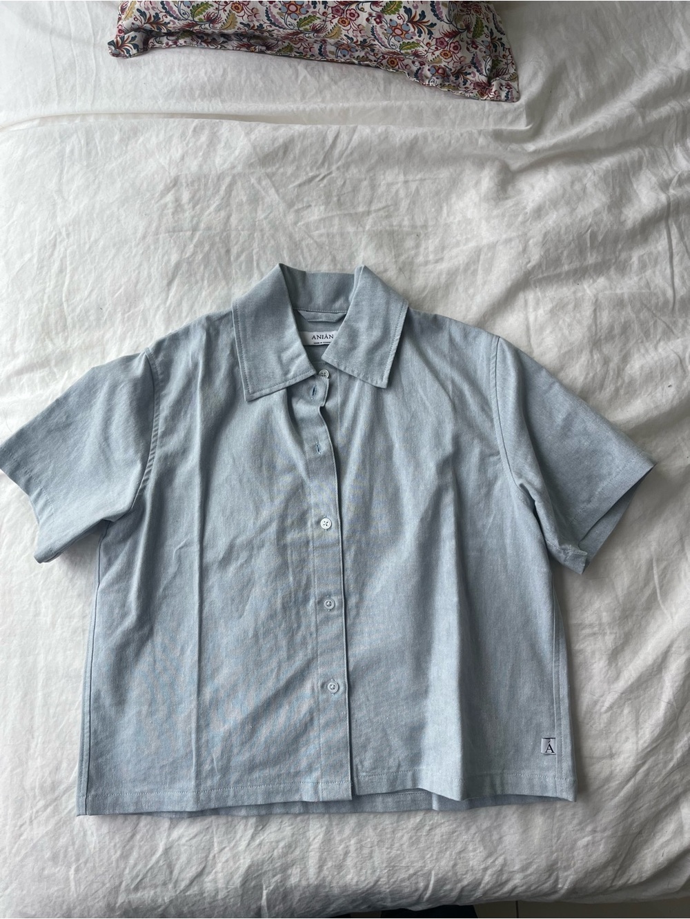 Anian Linen Blend Button-Front Shirt